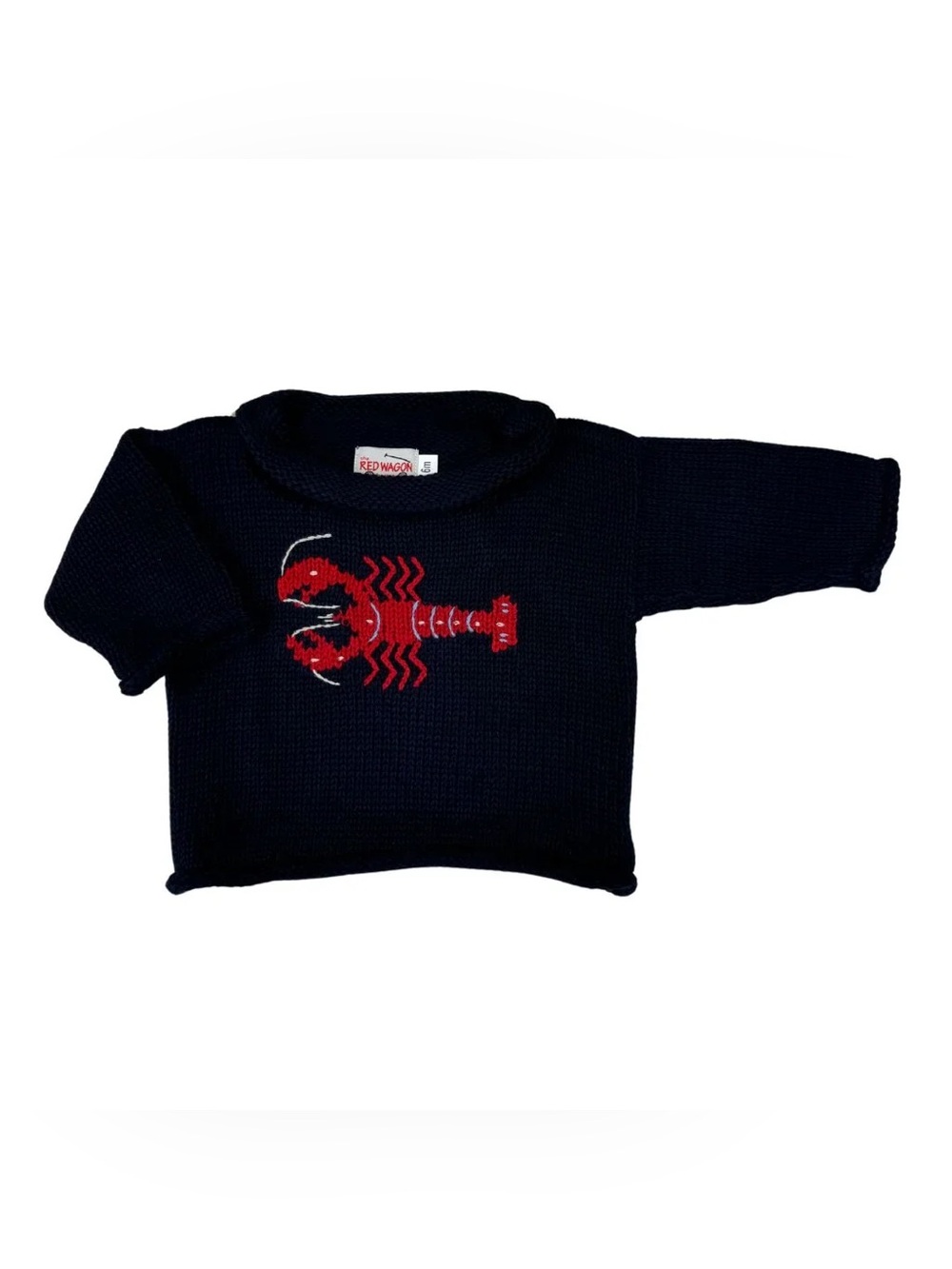Navy Lobster Roll Neck Sweater